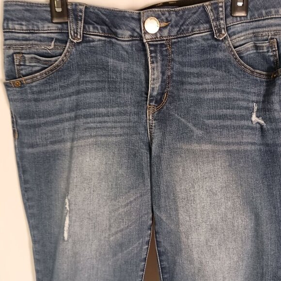 Democracy Ab Solution Crop Jeans Distressed High Rise Slim Leg Blue 16W Women - Picture 2 of 6